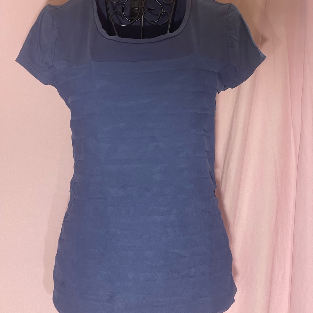 Ann Taylor Short Sleeve Blue Top